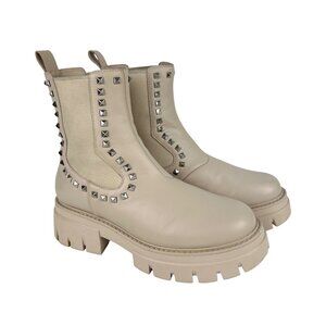Ash Womens Lenny Studded Leather Chelsea Boots Whisper Cream size EU 38 US 7.5 8